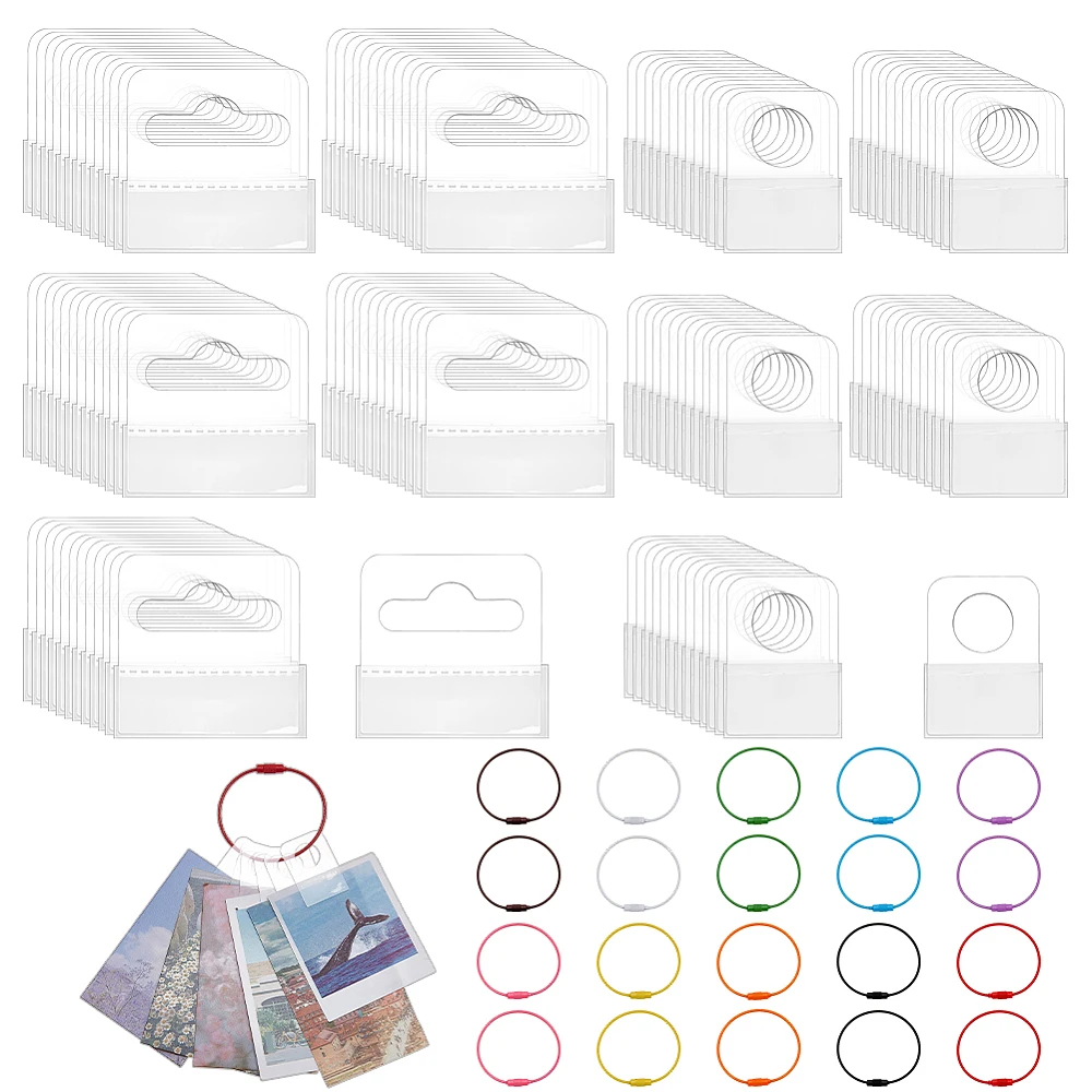 Yoto Cards Rings and Tabs Card holder for Yoto cards 200 Pcs PVC Back Self-Adhesive Hang Tabs with 10 Pcs 155mm Ring Loops Yotos