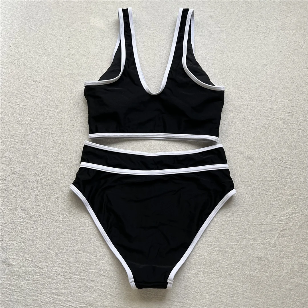S - XL Sexy V-Ausschnitt, bedruckter Bikini mit hoher Taille, Damen-Badeanzug, zweiteiliges Bikini-Set, Badebekleidung, Badeanzug, Modell V6997. – Detail 22