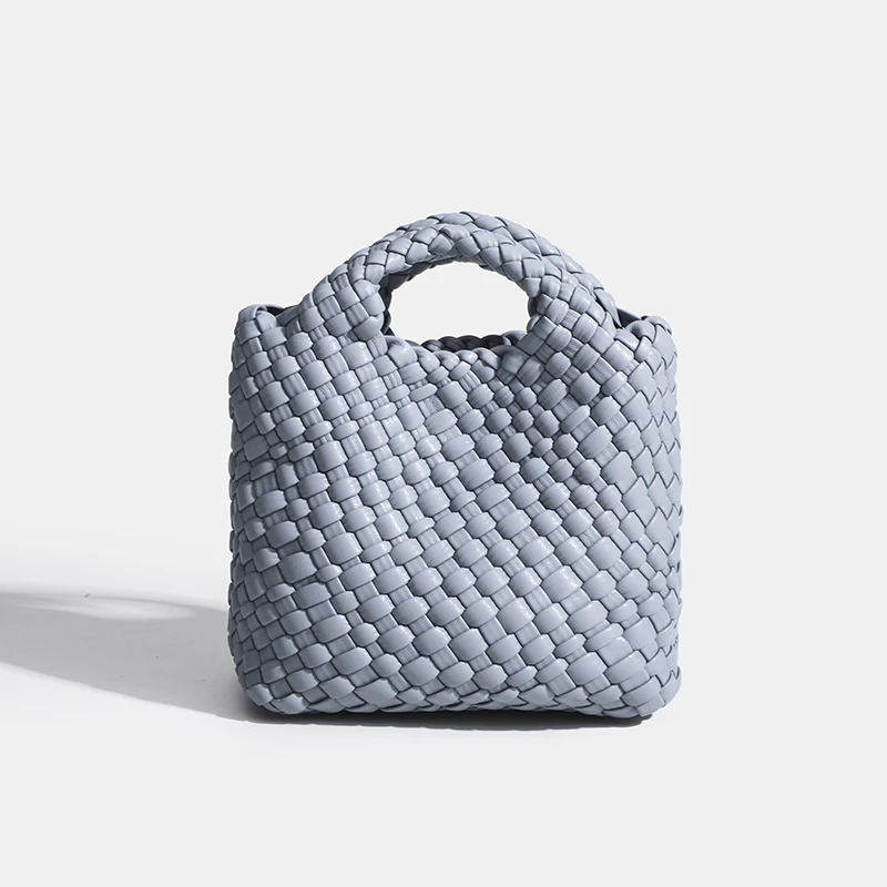 Korean Luxury Woven PU Handbag Women Designer Braided Square Tote Bag Shoulder Bag Open Top Commuter Daily Shopping Travel Purse view 3