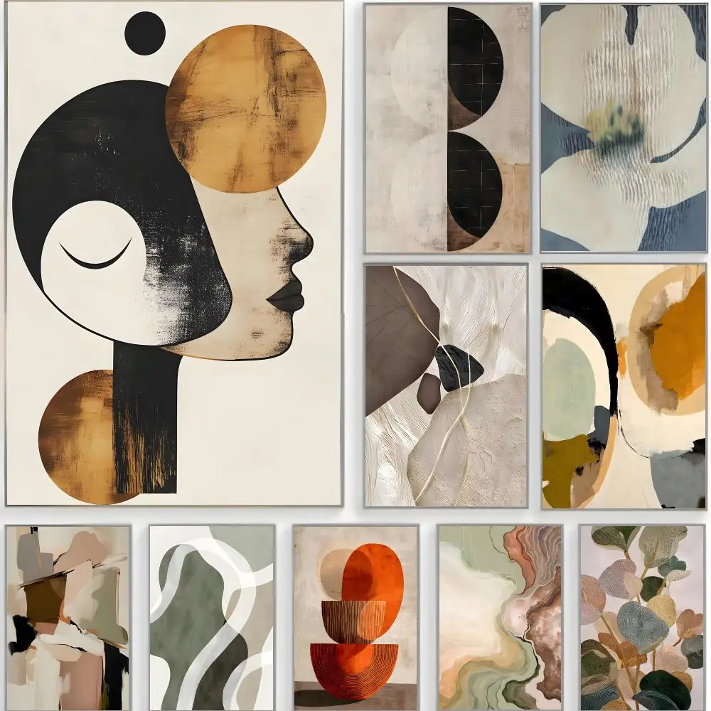 artistic illustration m-modern abstract art neutral Poster Classic Wall Art  Home Decor  Peel and Stick Unframed