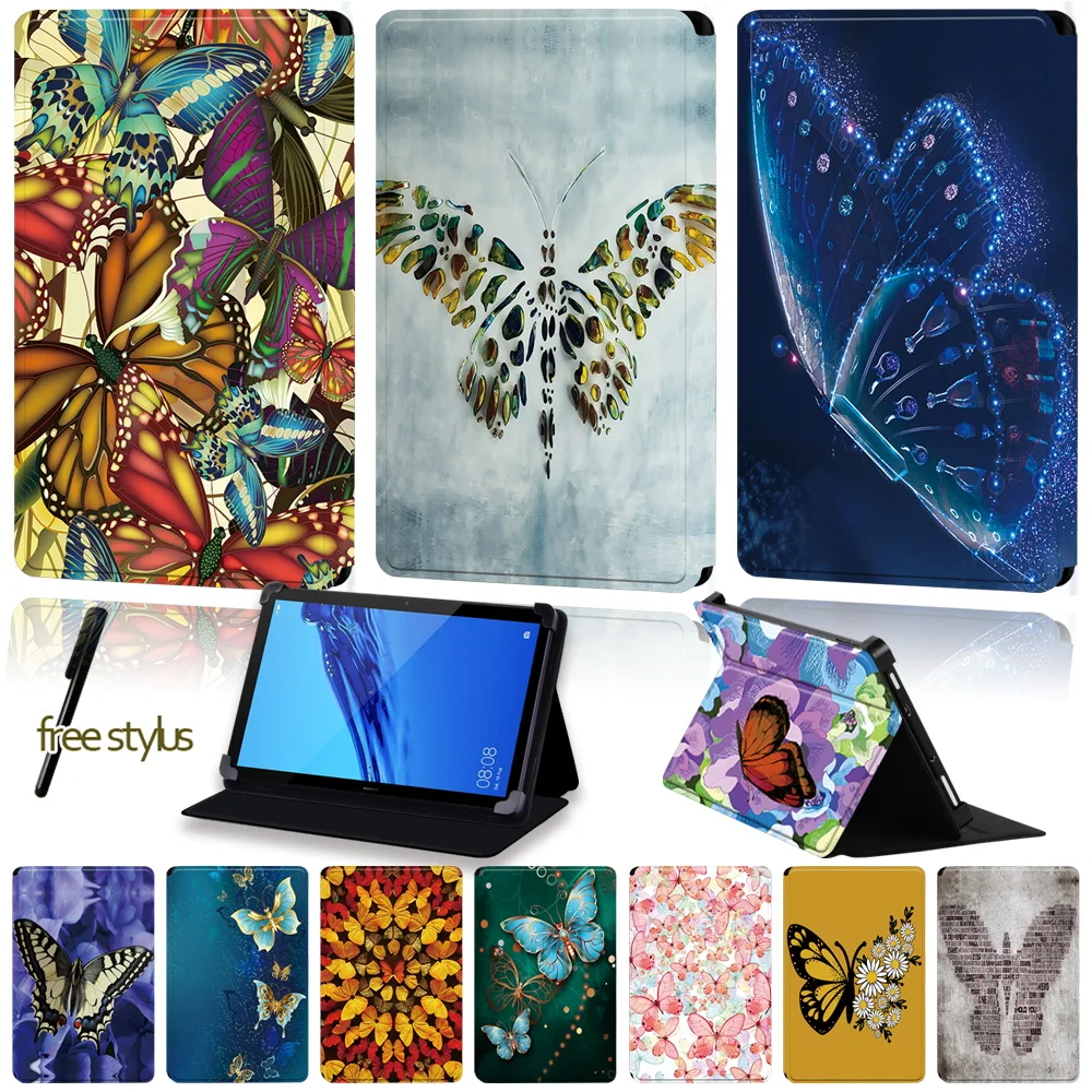 Tablet Case for Huawei MediaPad (T1 7.0/T3 7.0/T1 8.0/T3 8.0)/MediaPad (T1/T5)10/T2 10 PRO Butterfly Print Leather Stand Cover