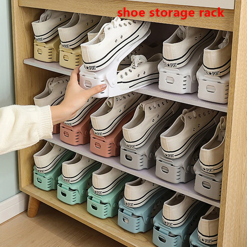 Adjustable Shoes Storage Rack Space Saver Double-layer Sports Shoes Slot Organizer Plastic Simple Modern High Heels Rack