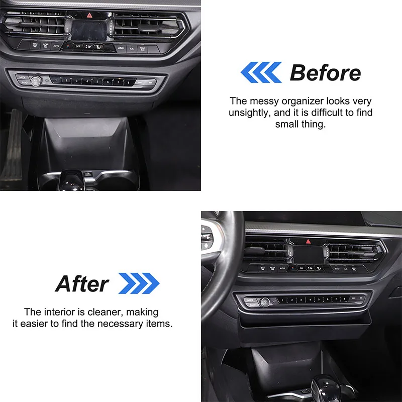 ABS Black For BMW 1 2 Series F40 F44 2020-2024 Car central control storage box mobile phone tray car interior accessories 1Pcs