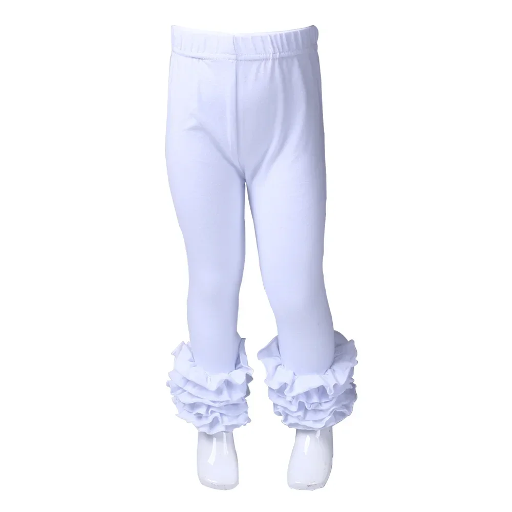 Ruffkids 100 % Baumwolle Kleinkind Kinder Kleidung Sommer Frühling Bleistift Hosen Candy Farbe Hosen Sport Mädchen Icing Rüschen Leggings