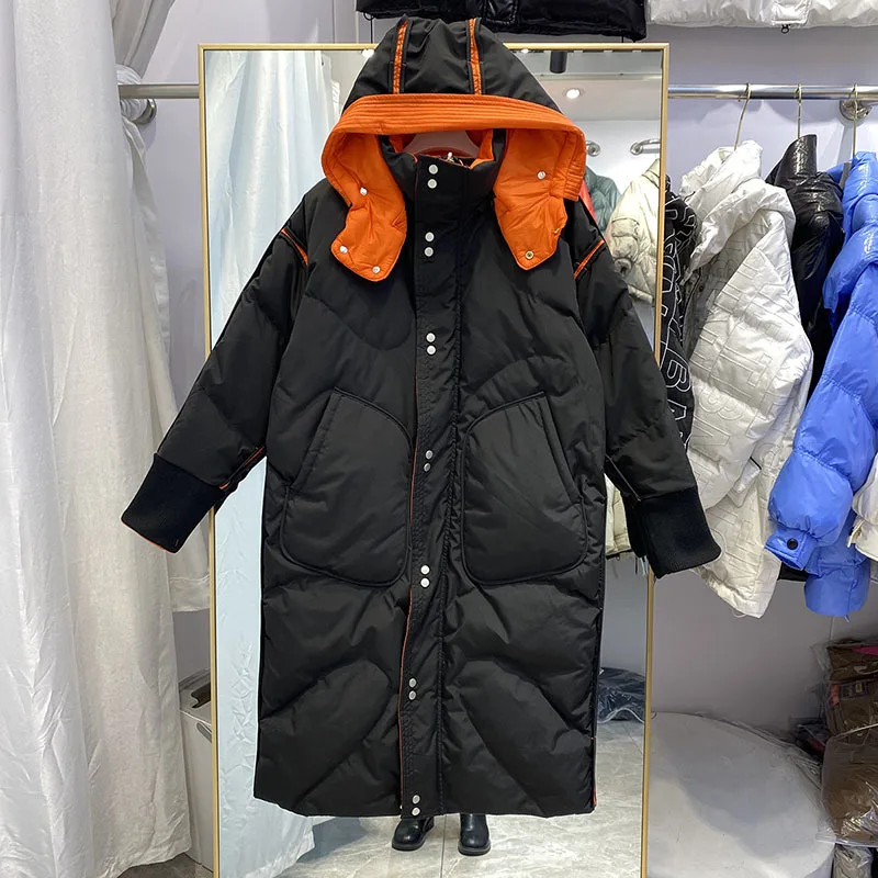 Double-sided Winter Women\'s 90% Down Jacket Fashion Casual Coat Female Hooded Warm Woman Puffer Clothes Coat Doudoune Femme