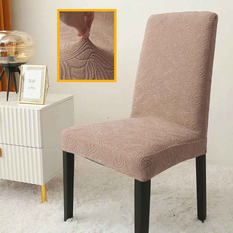 Elastic Jacquard Dining Room Chair Cover With Back Stretch Spandex Slipcover Protector Case For Kitchen Chair Seat Wedding Decor