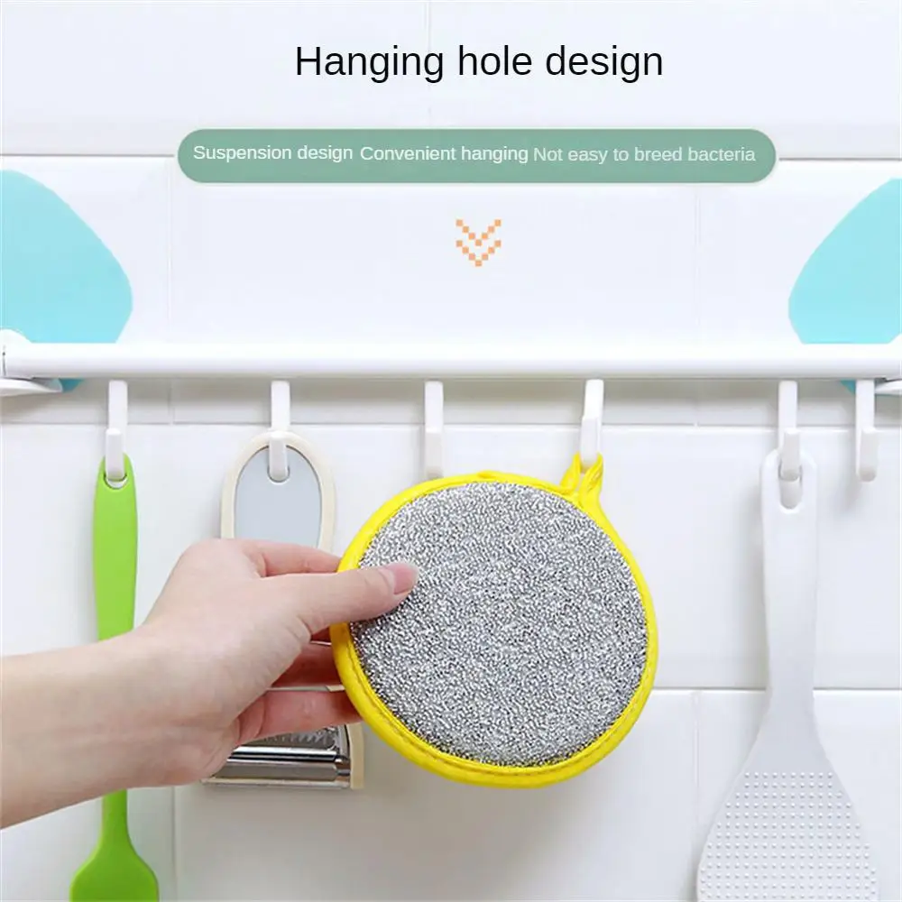 2/4/6PCS Cleaning Towel Kitchen Rag Round Sponge Cleaning Tools Dishwashing Rag Decontamination Dishwashing Towel Ingot