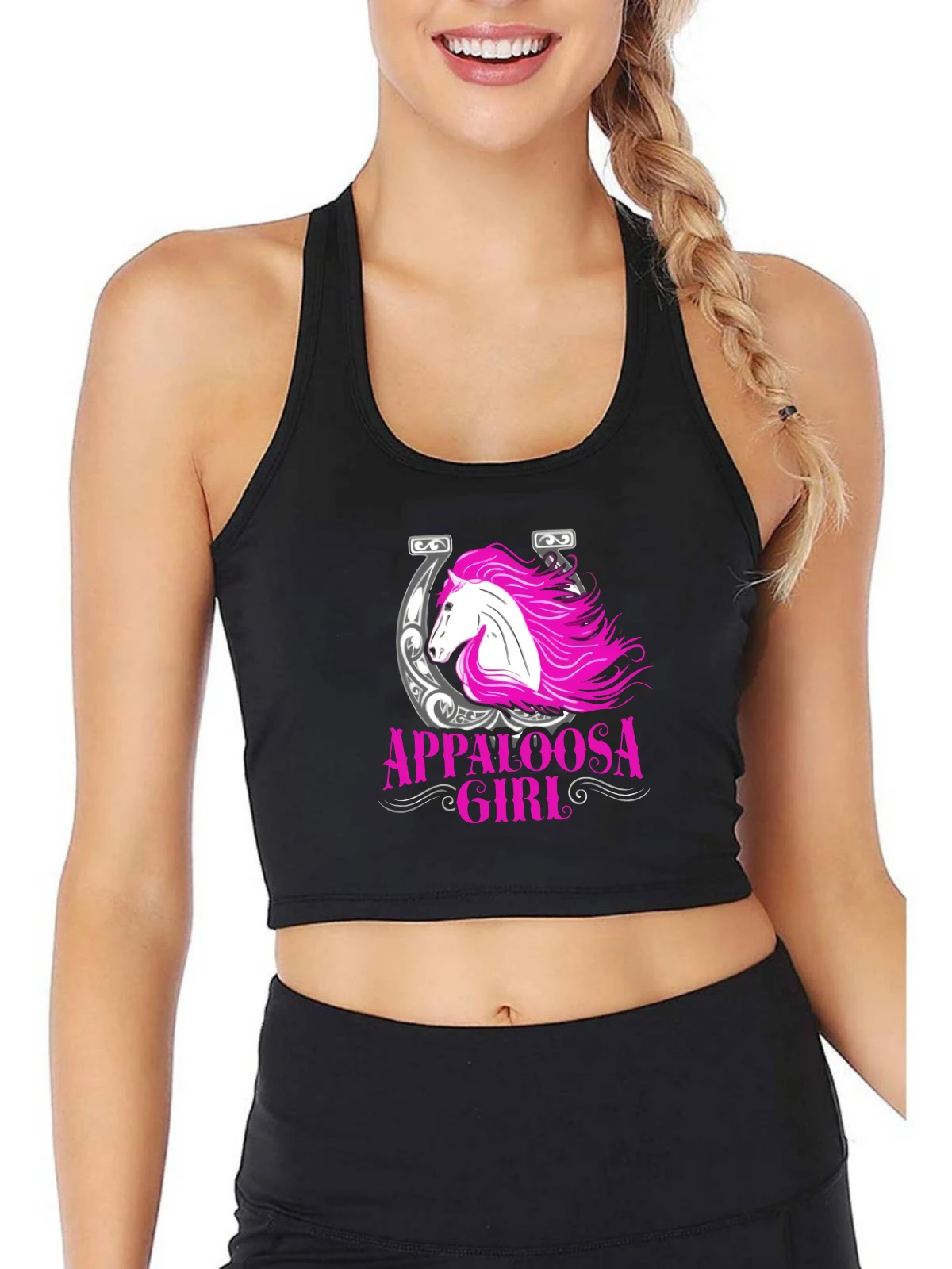 

Appaloosa Girl Design Sexy Slim Fit Crop Top Horse Lover Casual Personalized Tank Tops Racecourse Riding Girls Camisole