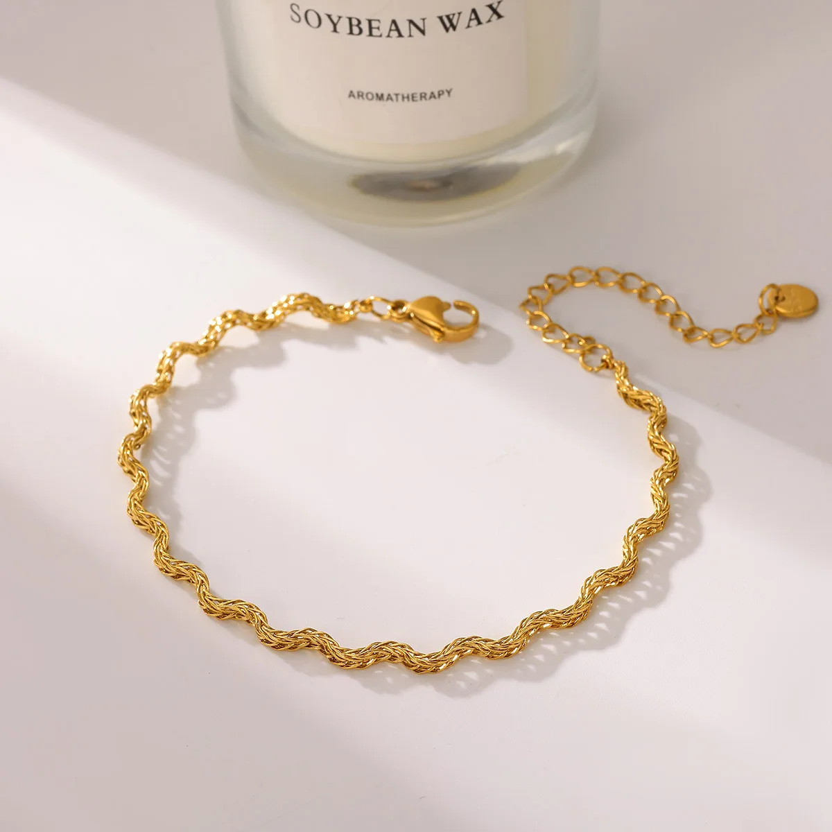 Minimalist Stainless Steel Luxury Classic Wave Snake Chain Bracelet Necklace Set Geometric Pattern 18K Gold Plated Jewelry sets