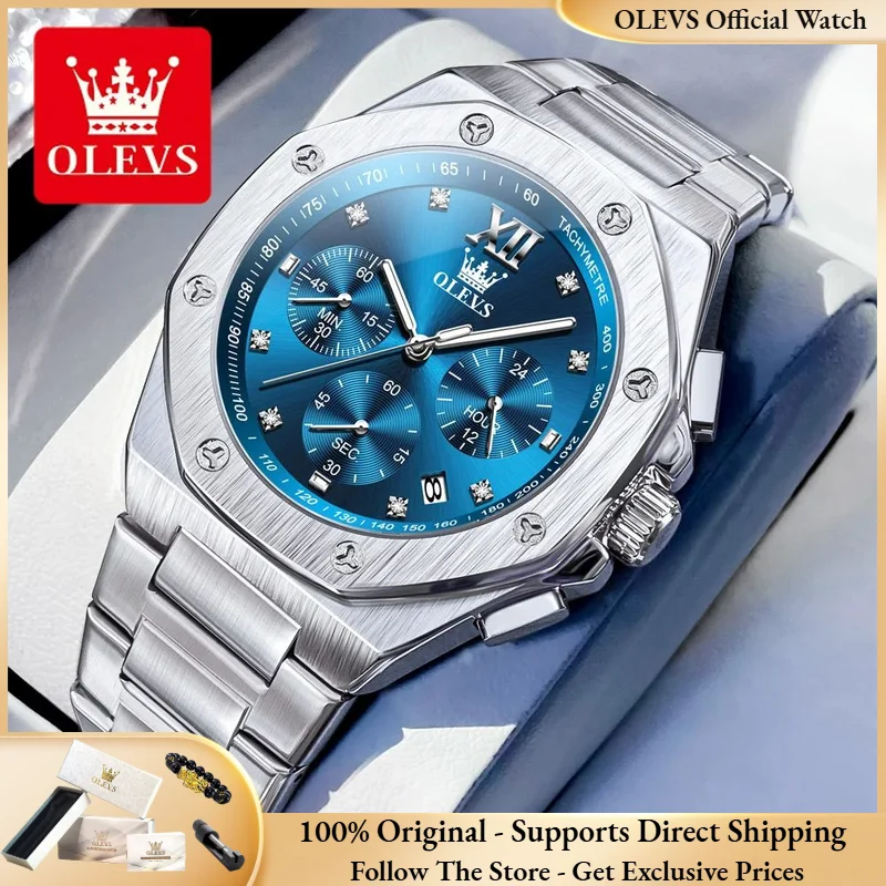 

Мужские часы OLEVS 3626, модные классические часы, многофункциональные, водонепроницаемые, с подсветкой, датой, хронографом, оригинальные кварцевые часы для мужчин