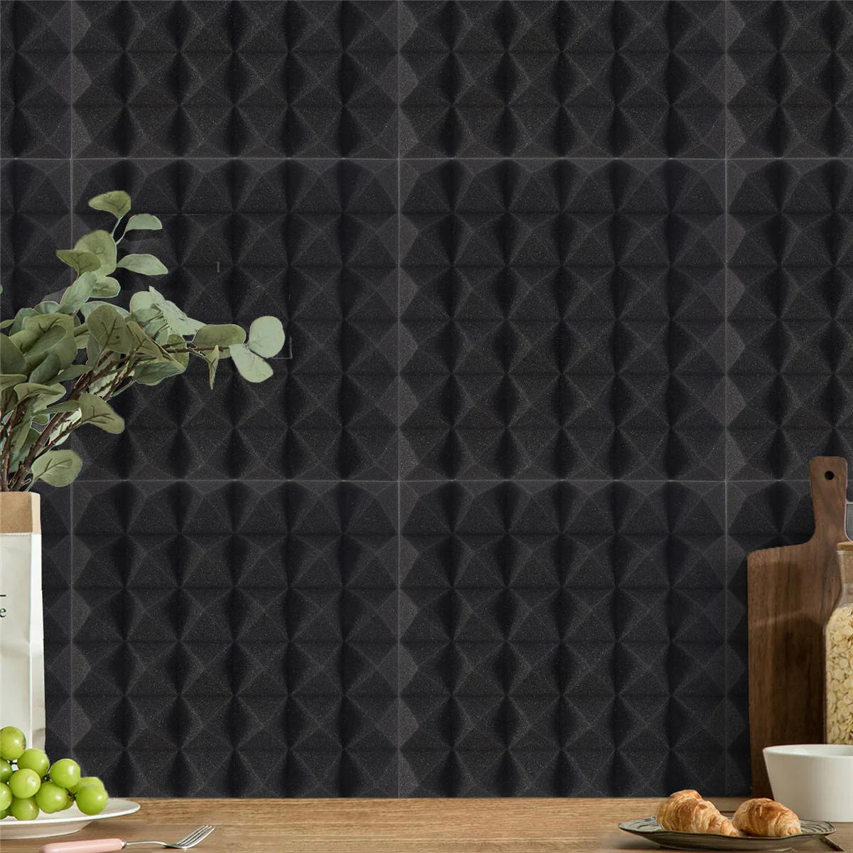 ピラミッド型の防音フォームパネル、壁、スタジオ、家庭、オフィス用の音響パネル、12個、2インチx12インチx12インチ