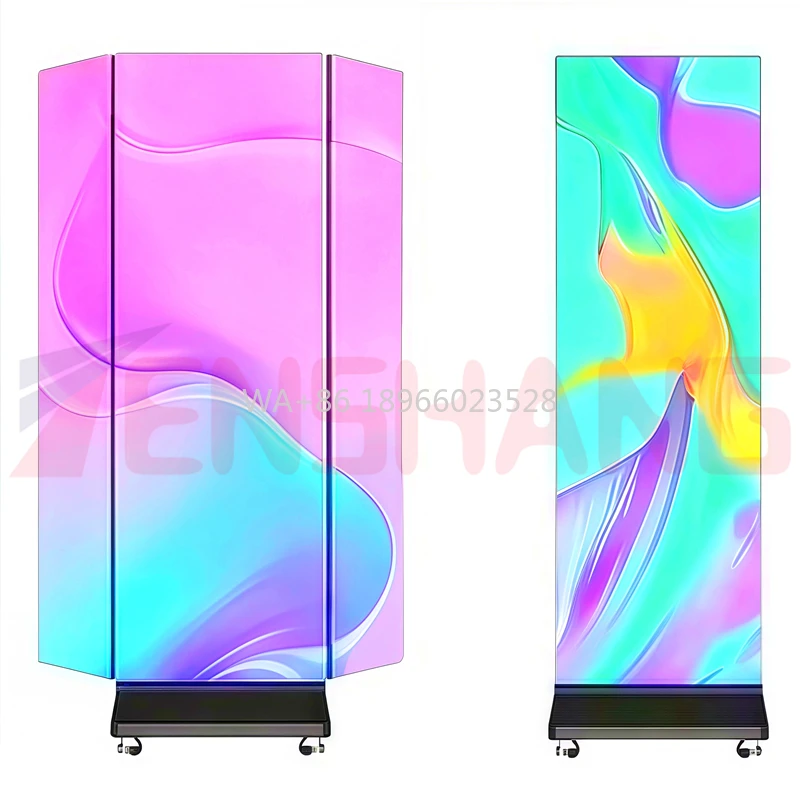 1920*1080 القرار عالية السطوع الغبار ثلاثي أضعاف شاشة Led ملصق مزدوج الوجهين داخلي ثلاثي الطي Led ملصق العرض #1