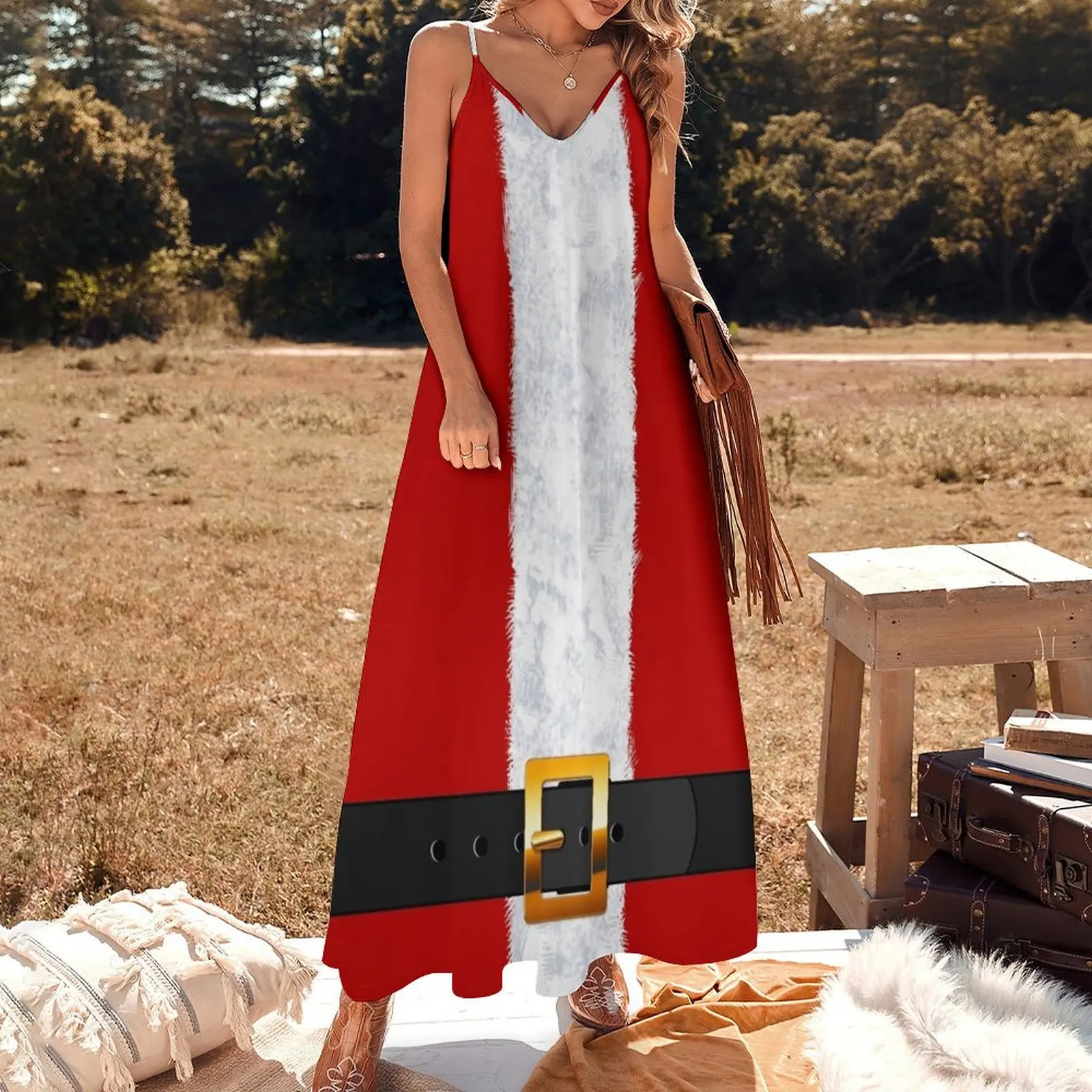 Santa Claus Suit Fashion Statement Sleeveless Long Dress dress women elegant luxury elegant women's dresses sale Dress