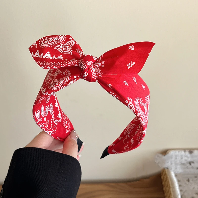 عصابة رأس أنيقة من القماش بطباعة الكاجو واسعة للنساء ملابس ريترو عند الخروج، عصابة رأس عصرية لغسل الوجه للفتيات #4