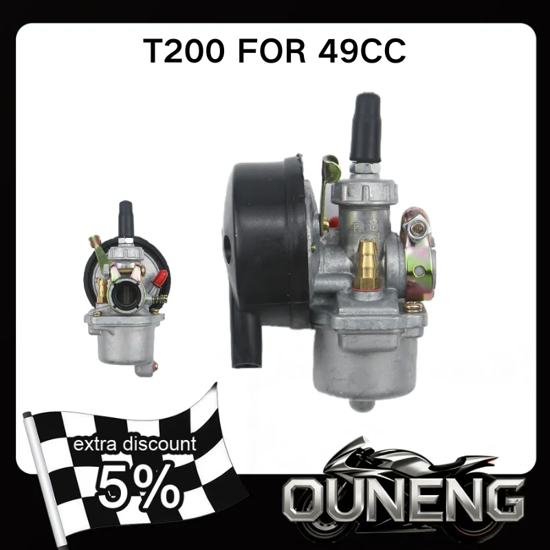 

T200 Motorcycle Carburetor With Air Filter For 49cc 50cc 60cc 66cc 80cc 2 Stroke Engine Motorized Bicycle Push Bike Carb