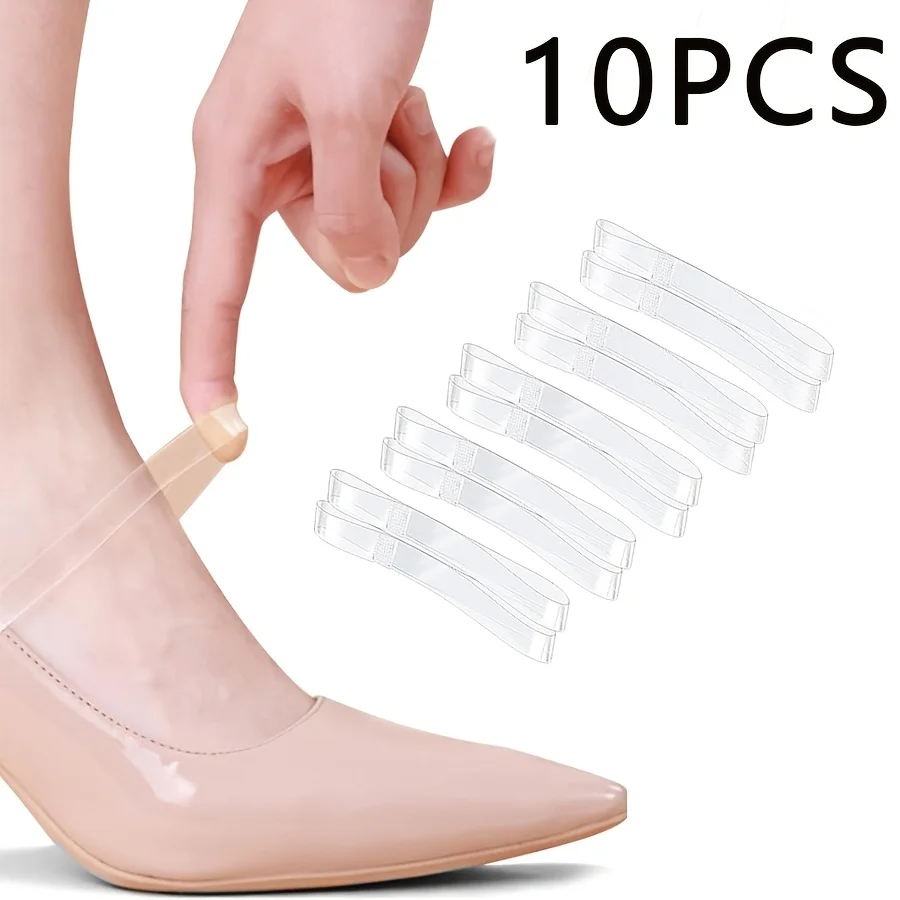 10Pcs Invisible Shoelaces Transparent Anti Slip Shoe Straps Fastener Reusable Women Shoe Anti-drop Fixing Belt Clear Invisible Shoelace Accessories for Sandals High Heels Flat Shoes Ladies Daily Shoe Decoration Supplies