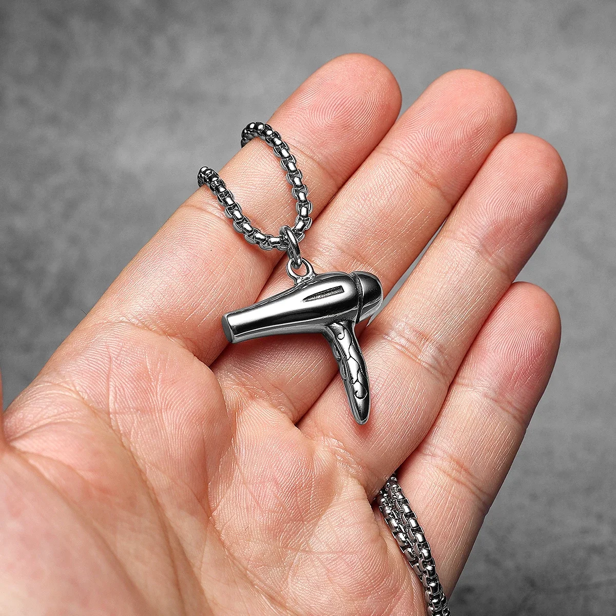 Barber Hair Drier Stainless Steel Man Necklaces Pendant Chain Punk Hiphop For Women Fashion Jewelry Gifts Wholesale