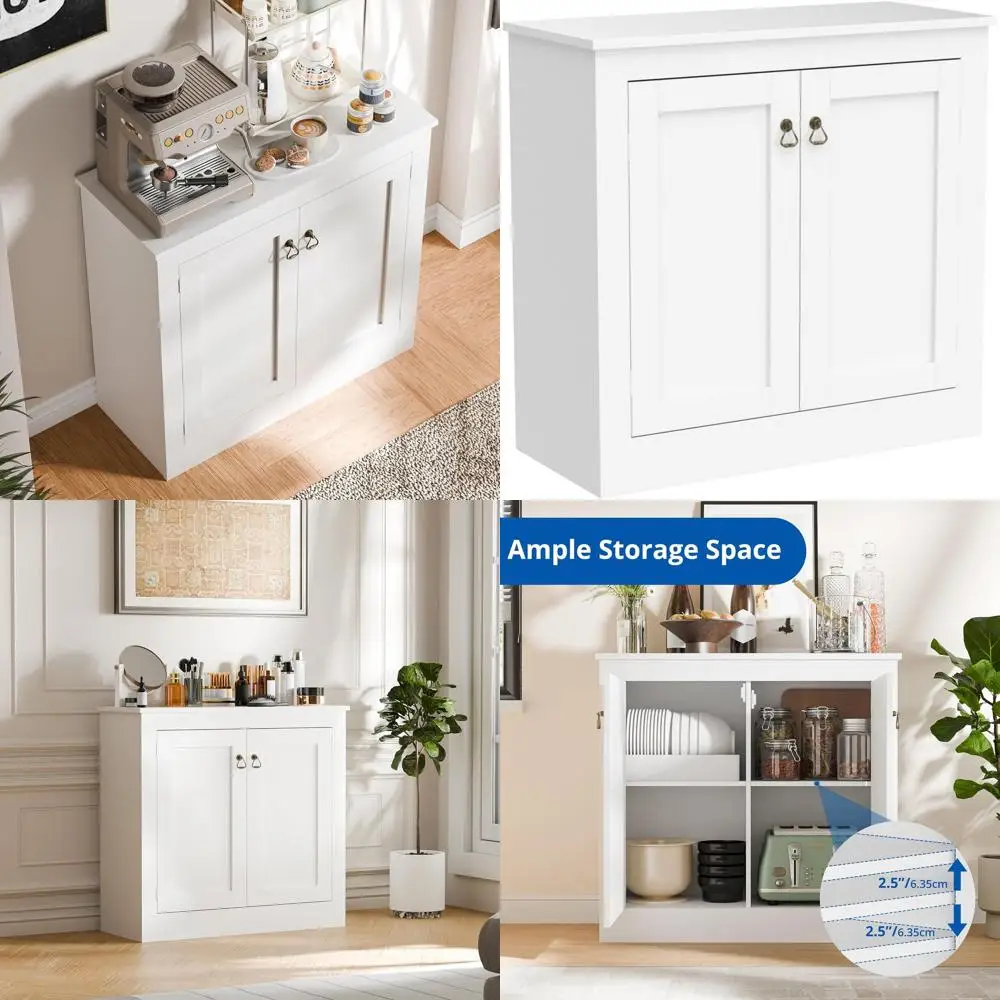 

Кухонный шкаф для хранения из белого дерева, с акцентом в стиле кофейной зоны, для гостиной, столовой и прихожей, ширина 31,5 дюйма