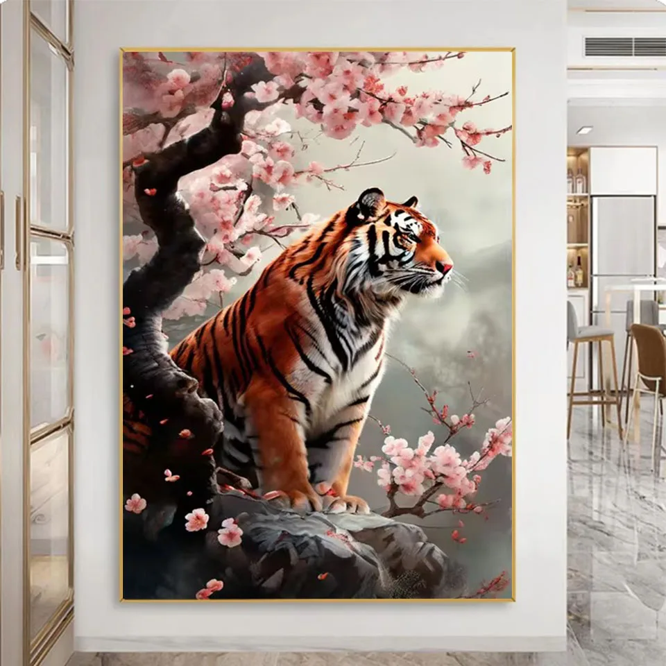 Chinese Ink Landscape Diamond Painting Kits Animal Fox Elephant Orangutan Tiger Mosaic Flower Wall Art Diamond Embroidery Home