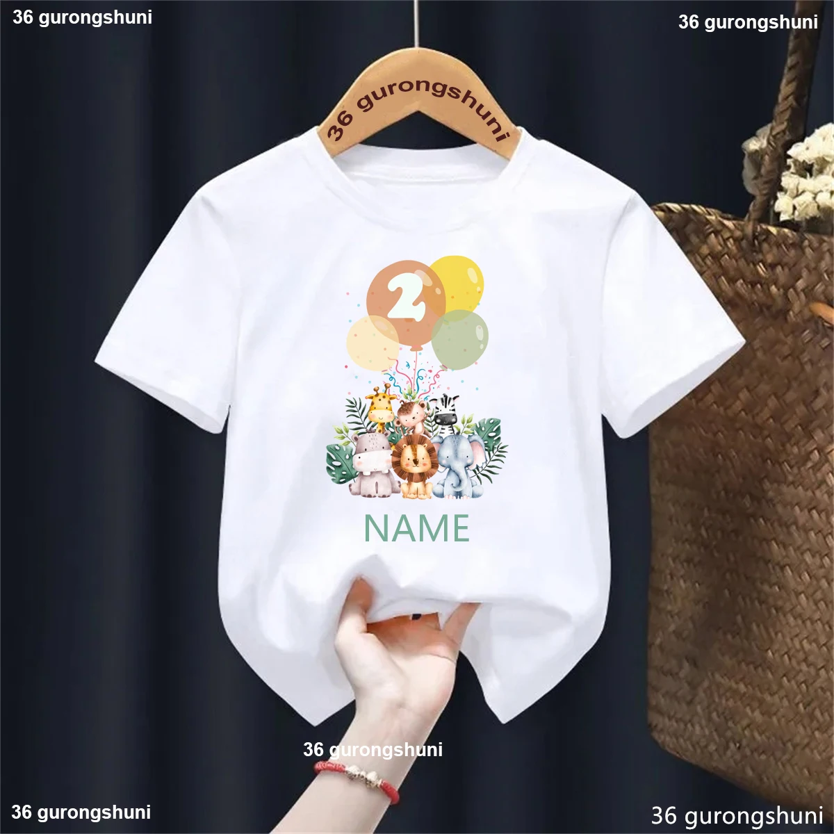 

New Safari Animal Print Tshirt Girls Birthday Party Tshirt Boys/Girls 1-4 Year Birthday T-Shirt Theme Outfit Clothes Kids Tops