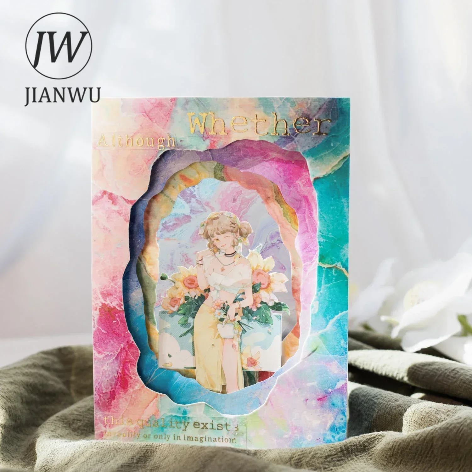 JIANWU Flower Cloud Stone Pattern Series Vintage Watercolor Pattern Material Collage PET Sticker Creative DIY Journal Stationery