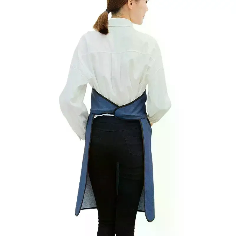 Tablier automatique sans cravate, imperméable, résistant à l'huile, à la mode, pour usage domestique, tissu technique, impression à la main, Logo, articles ménagers de Style coréen