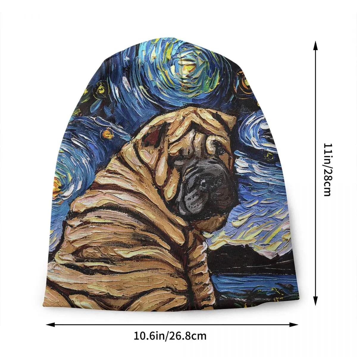 Starry Night Sharpei Beanie Cap Unisex Winter Warm Bonnet Homme Knitted Hat Outdoor Ski Shar Pei Dog Skullies Beanies Hats