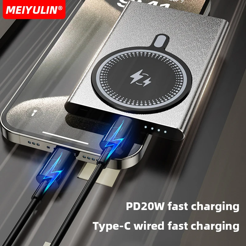 10000mAh Wireless Power Bank Magnetic Portable USB C PD 20W Fast Charging Mobile External Battery for iPhone 16 15 Samsung Xiaom