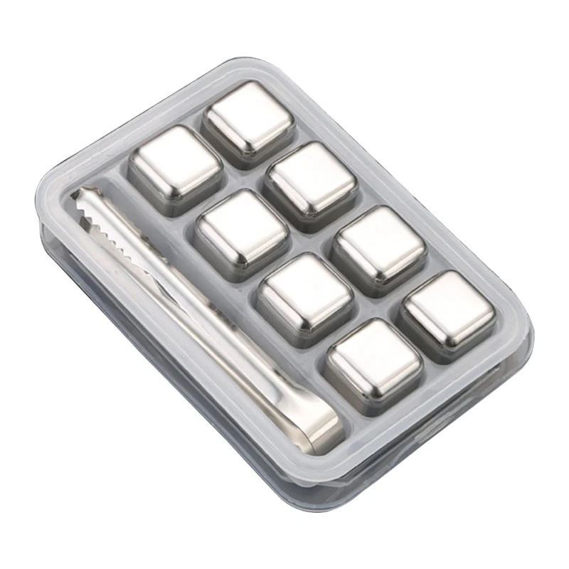 Reusable Ice Cubes Metal Stones Stainless Steel Ice Cubes For Whiskey Cooling Chilling Ice Cubes Beverage Juice Stones