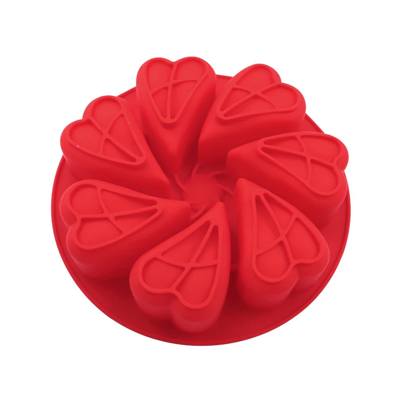 Heart Silicone Molds For Baking 8 Portion Pizza Pan Slice Scone Mousse Cake Mould Kitchen Accessories Tools Silikonform Pastry