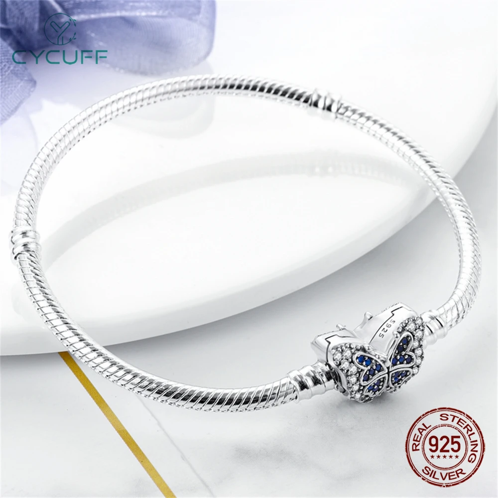 HOT 925 Sterling Silver Bracelet Original 17-20CM Star Moon Butterfly Heart Paw Zircon Bracelets Fit DIY Charms Jewelry Gifts