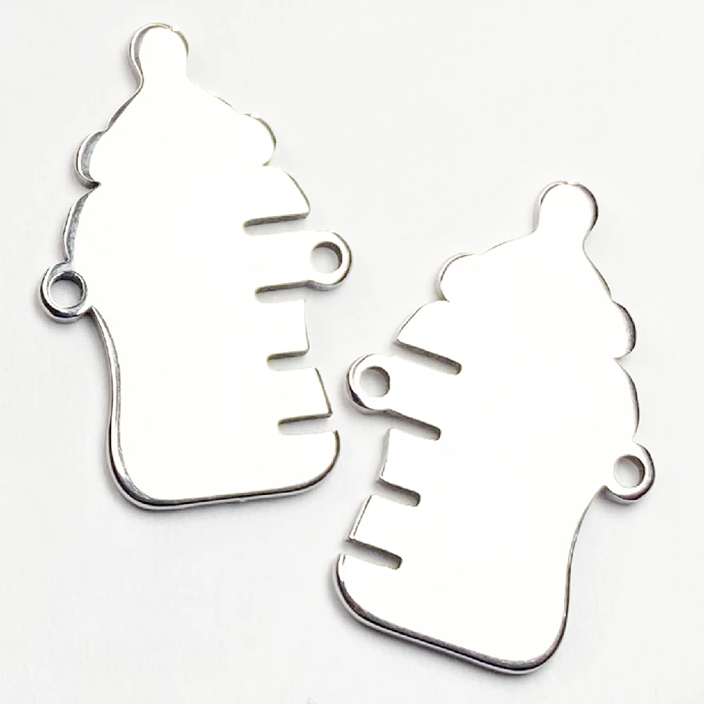 10Pcs/Lot Infant Drinking Milk Bottle Waterproof Stainless Steel Baby Breast Bottle Earring Pendant Charms Diy Jewelry Making