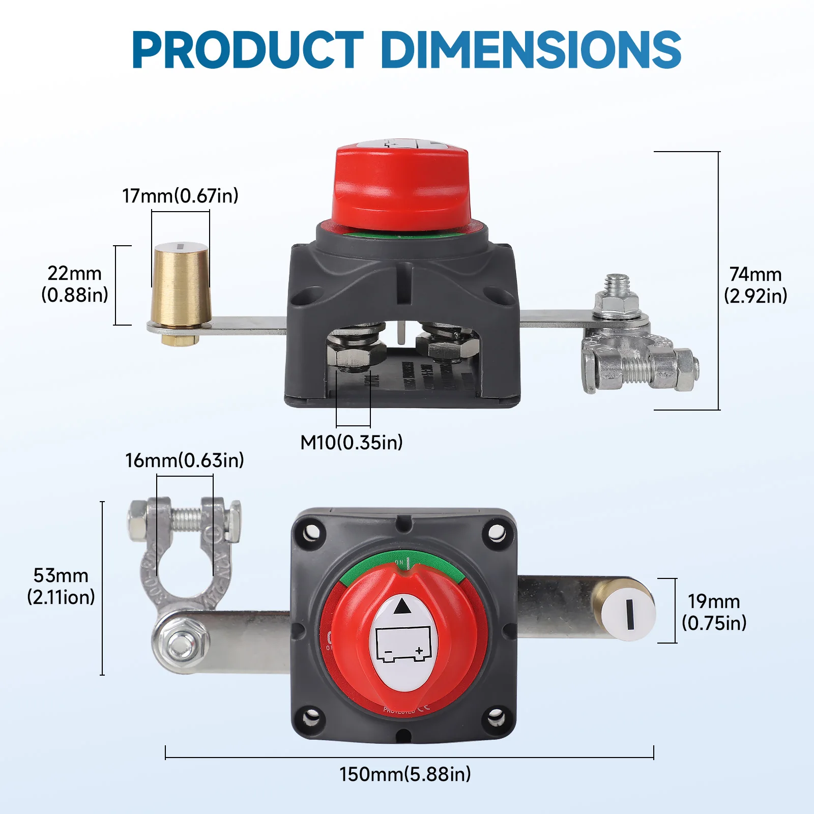 

ВКЛ-ВЫКЛ с верхней стойкой 12 В-48 В 275 А Автомобильный изолятор, поворотный переключатель, 2-позиционный выключатель отключения аккумулятора морской лодки
