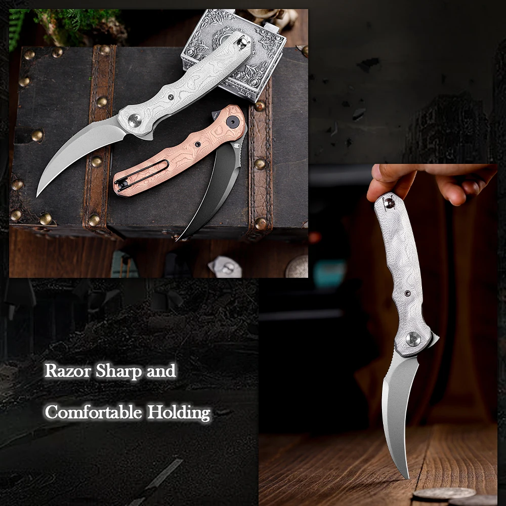TRIVISA Lacerta متعددة الوظائف جيب سكين للفرد 14C28N شفرة النحاس الألومنيوم احباط مقبض مع كليب الصيد التكتيكي التخييم #5