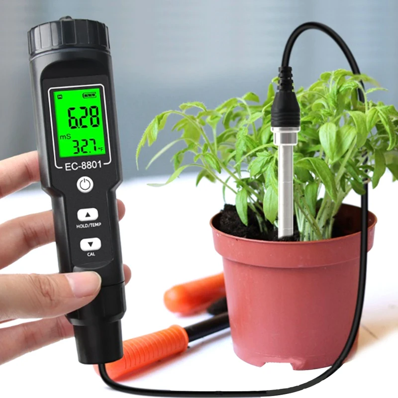 

Цифровой анализатор почвы EC/Temp 0,00-10,00 MS/Cm, Измеритель проводимости, водонепроницаемый датчик, анализатор для посадки сада, улицы