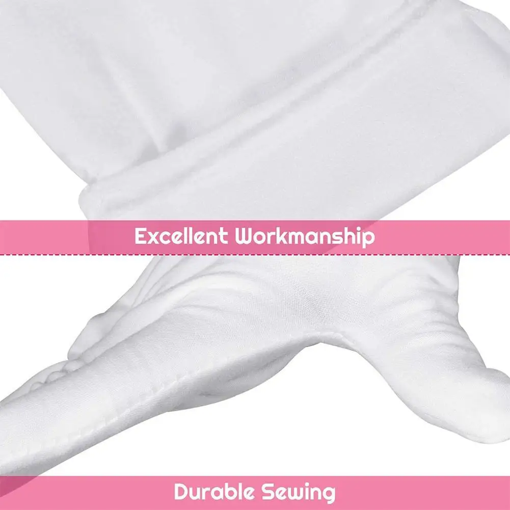 12 Pairs Cotton White Gloves General Purpose Moisturising S-XL Gloves Size Lining W8Y5