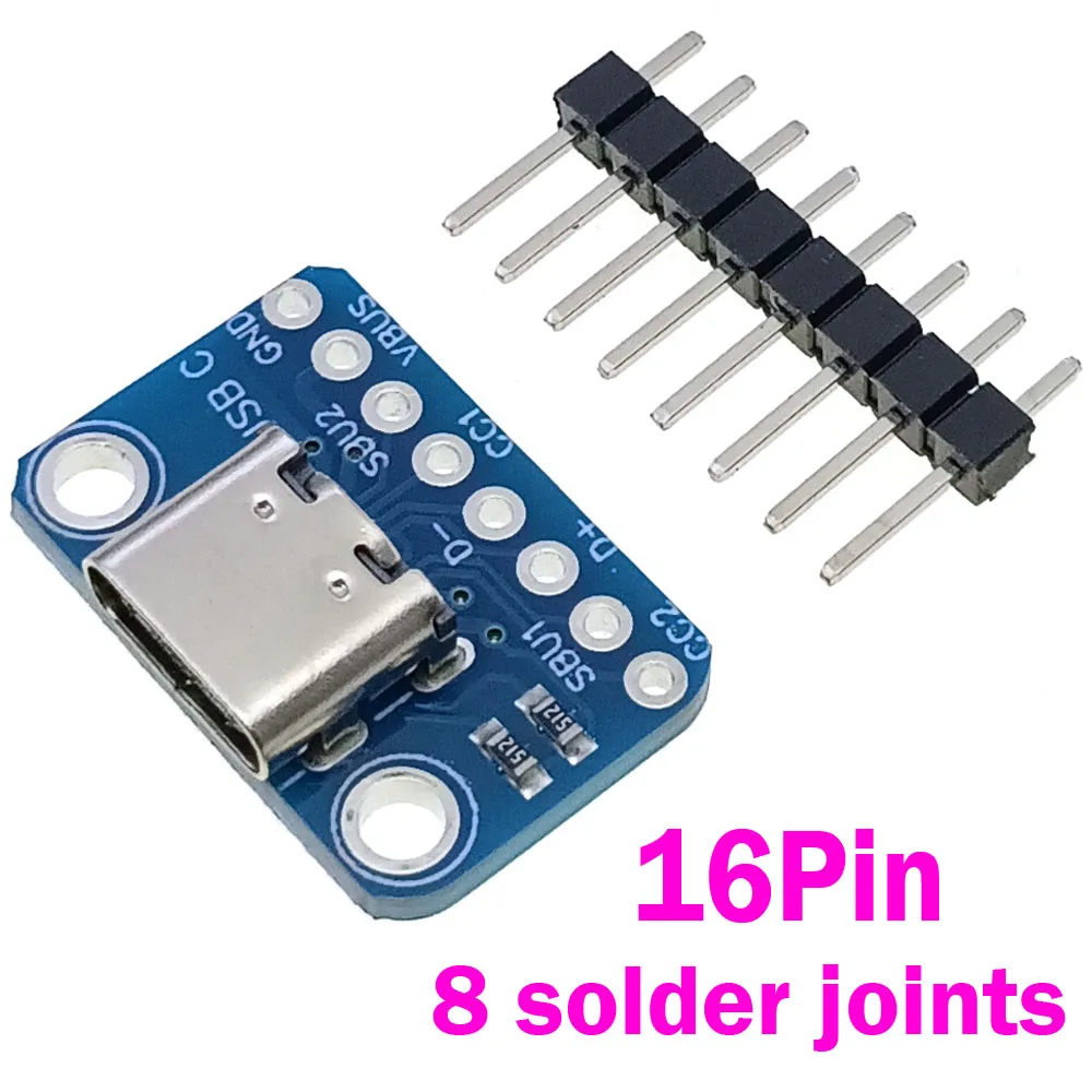 TYPE-C Female Test Board USB 3.1 16Pin to 2.54 High Current Power Adapter Board Module  Type-C Connector Socket for Arduino