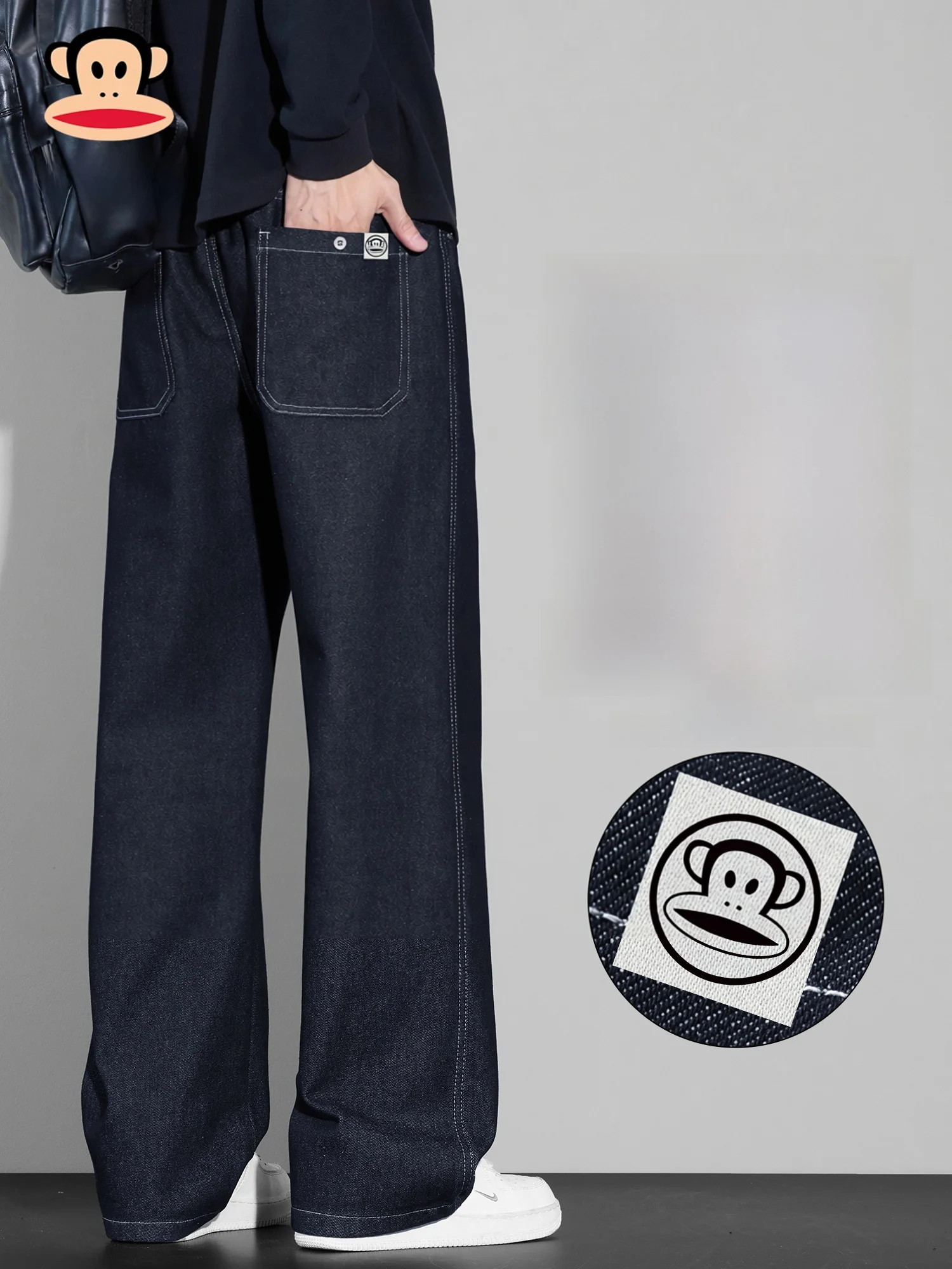 

Мужские свободные прямые джинсы Paul Frank American Original Color, новые весенние повседневные износостойкие тканые брюки