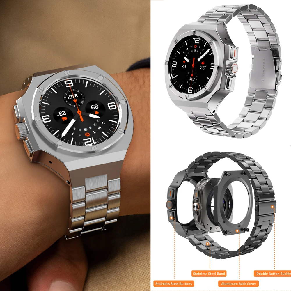 

Комплект мод для часов Samsung Watch Ultra 47 мм, металлический корпус для Samsung Galaxy Watch Ultra LTE 47 мм, роскошный мужской браслет, аксессуары