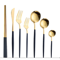 7Pcs Stainless Steel Covered Golden Silverware Table Cutlery Kitchen Gadget Sets of Tableware Spoon and Fork Dinnerware Utensil