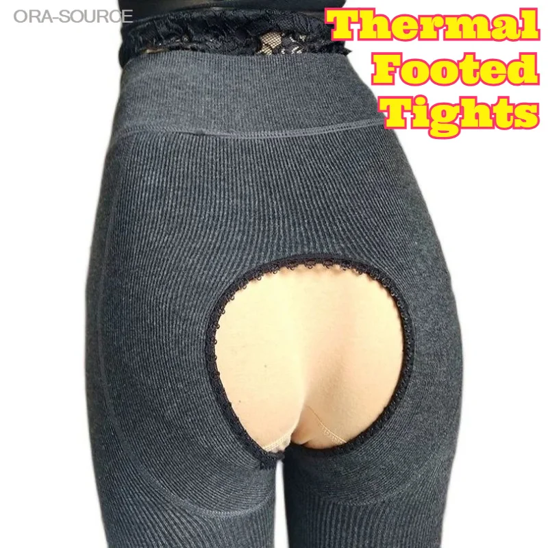 Premium Womens Fleece Lined Thick Ribbed High Waist Footed Tights Open Thermal Leggings Outerwear Extra Soft Warm Comfort Plus