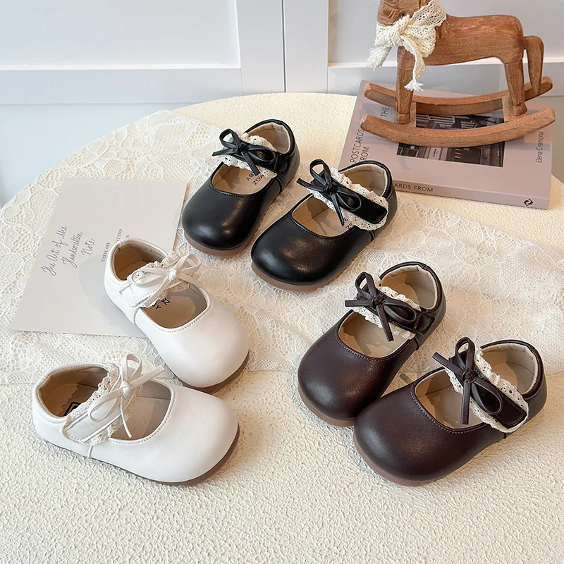 

2025 Autumn New Children Leather Shoes for Girls Fashion Korean Style Soft Bottom Anti-slippery Versatile Princess Wedding Shoes