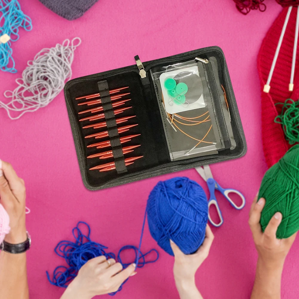 

Knitting Needles Removable 1 Set Aluminium Circular Crochet Handmade Crafts Comfortable Grip Festival Gift for Sewing Weave Tool