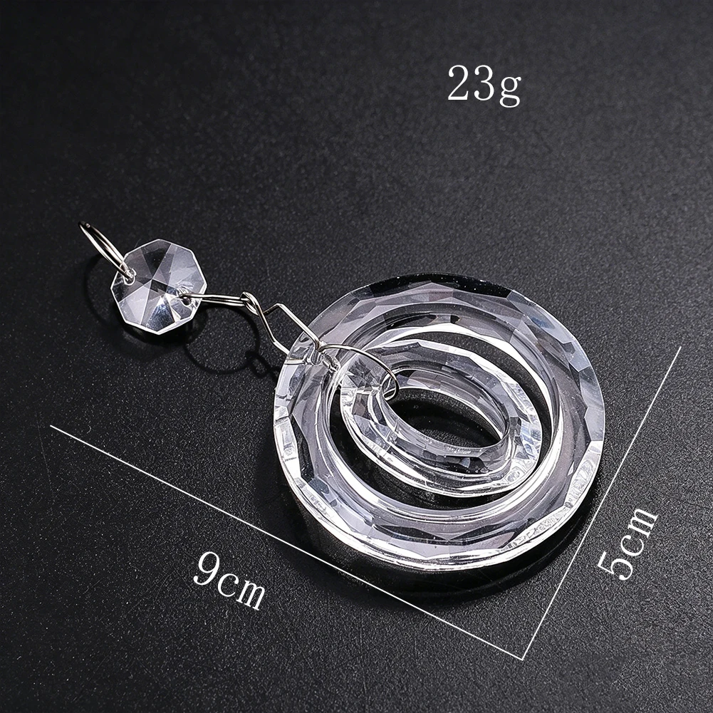 Double Layer Circular Glass Crystal Pendant Sun Catcher Octagonal Clear Prism Ornament Holiday Atmosphere Hanging Decoration