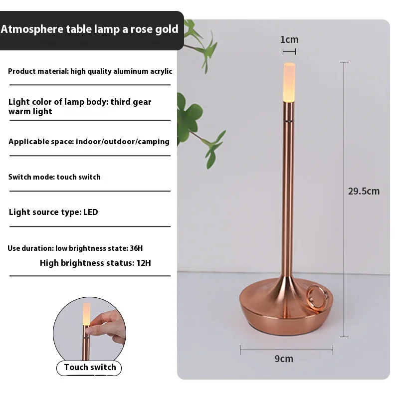 Touch LED Candlelight Camper Table Lamp Rechargeable Camper Waterproof Warm Light Candle Lamp Dinner Atmosphere Desk Lamp Hot