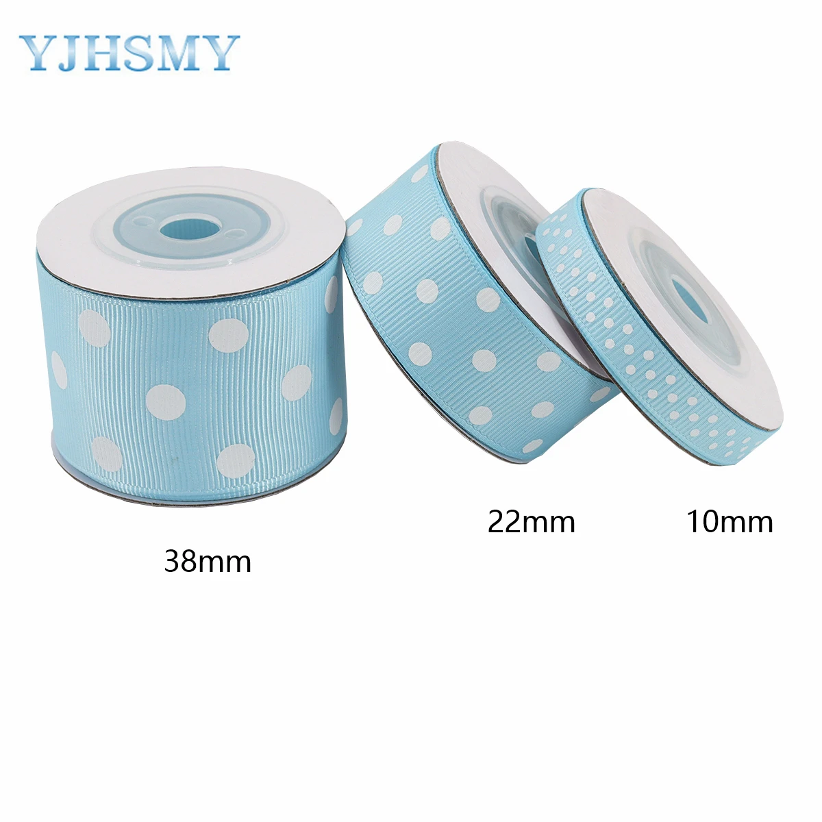 Blue Polka Dot Grosgrain Ribbon for Baby Boy Blue Ribbon for Diaper Cake Welcome Home Baby Shower Favors Gift Box Table Decor