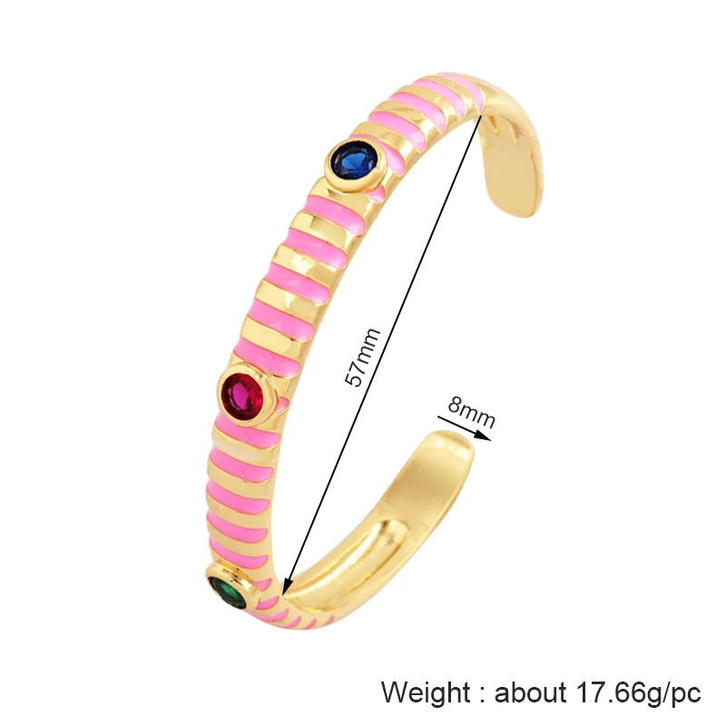 Fashionable Multicolor Gold Plated Gemstone Charm Bangle,Fine Colorful Enamel Open Adjustable Bracelet Jewelry Supply  Q35