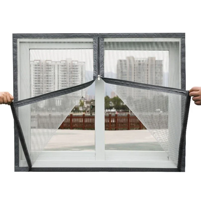 pgraded zipper mesh window screen anti-mosquito anti-bird anti-cat magic self-adhesive screen mosquito nets for window