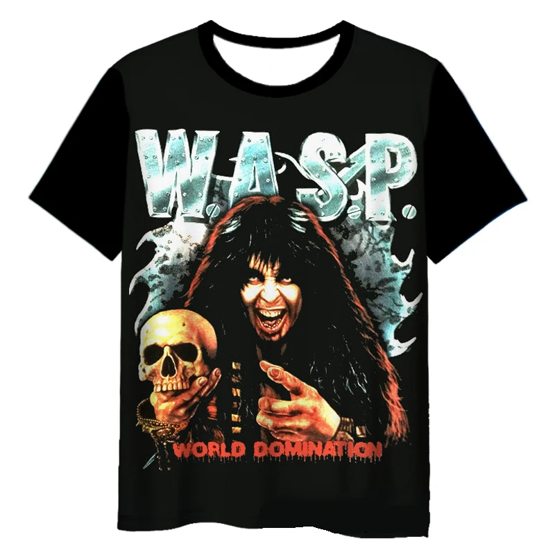 W.A.S.P Rock T-shirts 3D Print Streetwear Men Women Fashion Short Sleeve Hip Hop T Shirt Kids Tees Tops Man Clothing