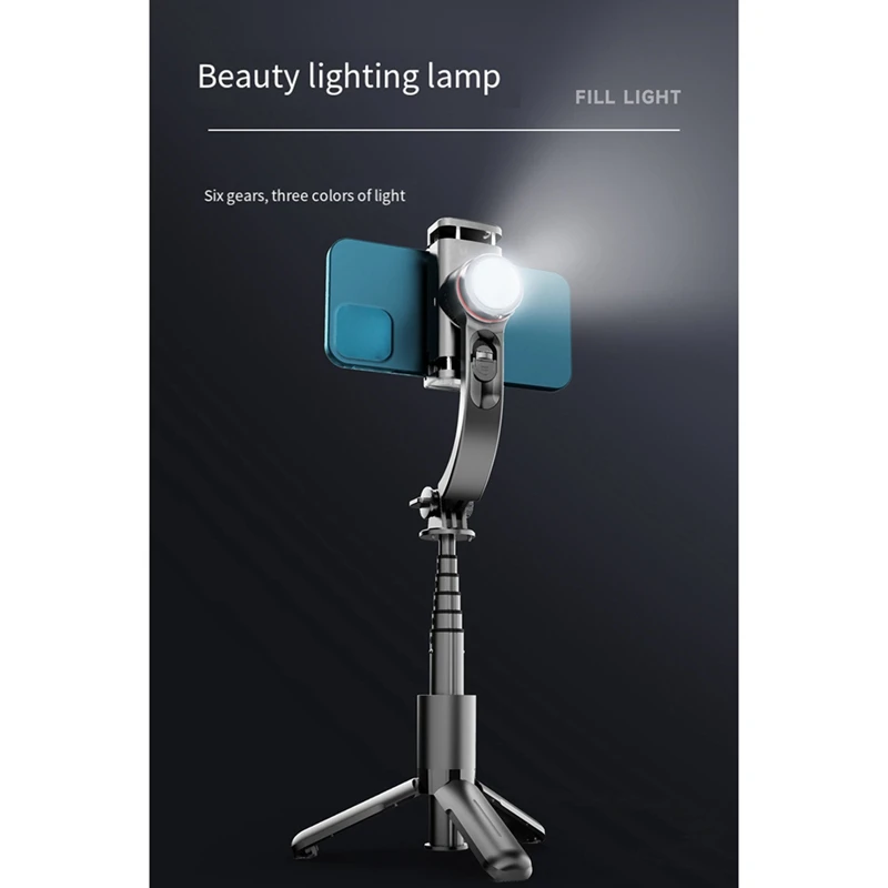 مثبت يدوي مضاد للاهتزاز، عصا سيلفي بلوتوث من سبائك الألومنيوم للهاتف المحمول، مثبت Gimbal قابل للطي، متين